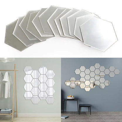 SpiegelMosaic met Zeshoekig Design – Decoratieve zelfklevende spiegels voor woon- of slaapkamer