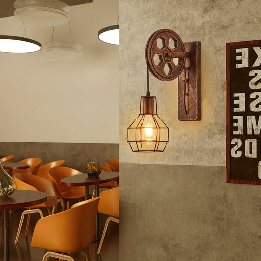 Wandlamp Retro Chic met Houten Accenten – Stijlvolle verlichting voor de woonkamer of de gang